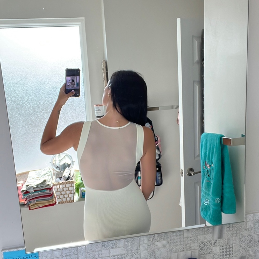 Free People Crème Mesh Panel Body Con Dress - Picture 7 of 7